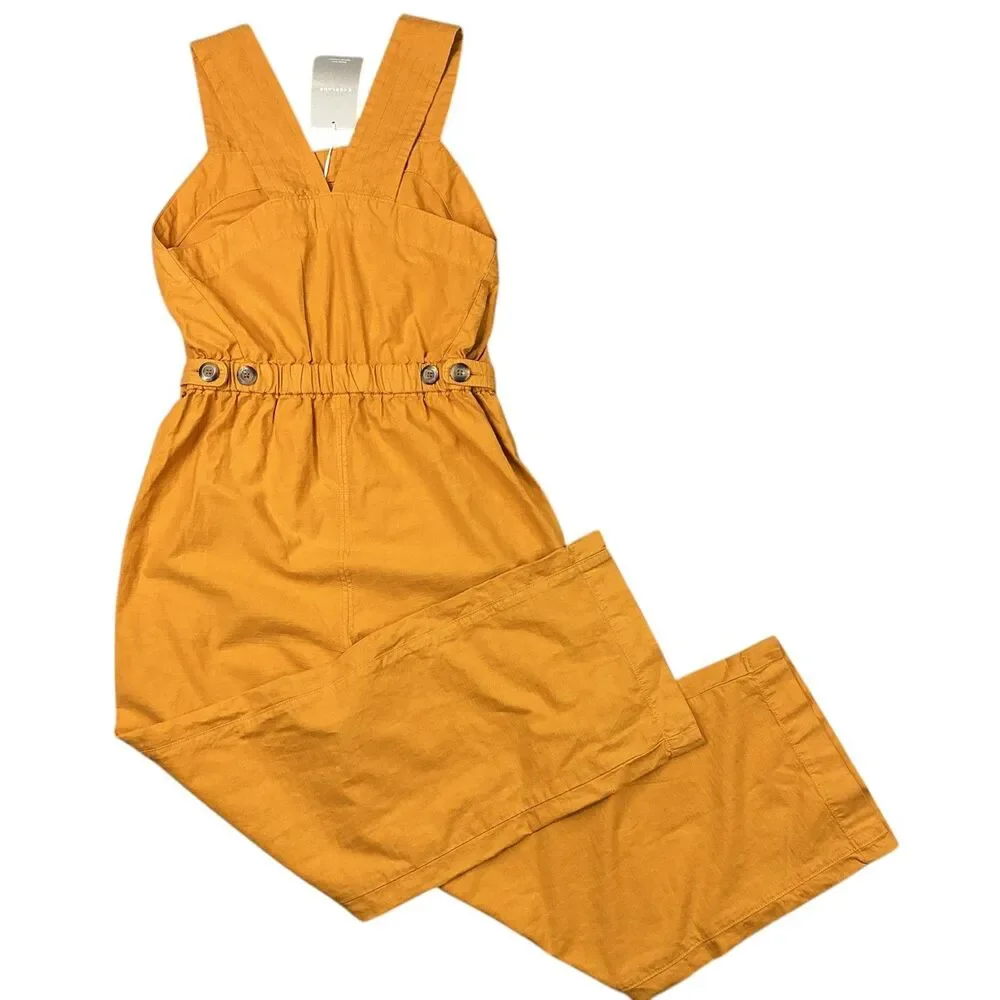 Everlane The Fatigue Apron Jumpsuit Size 4 Linen Organic Cotton Wide-Leg NWT